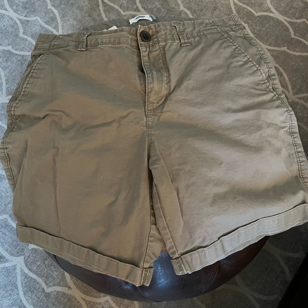 Old Navy Olive/Tan Cargo Shorts Flat Front Cotton Blend